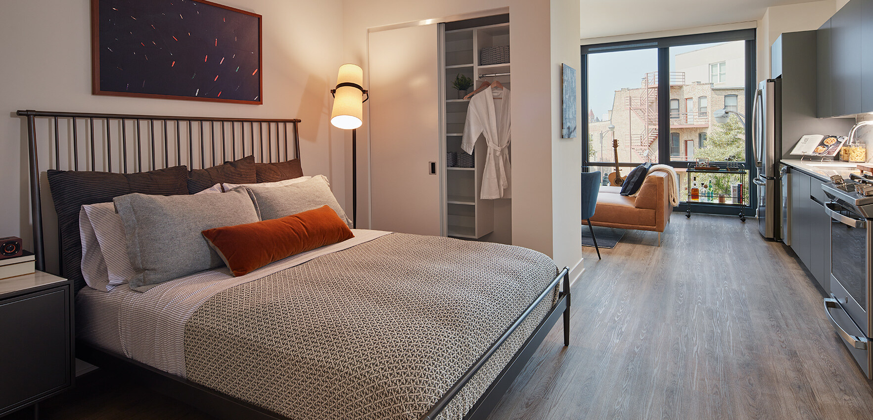 Our studio apartments cleverly combine style and functionality in one seamless space.